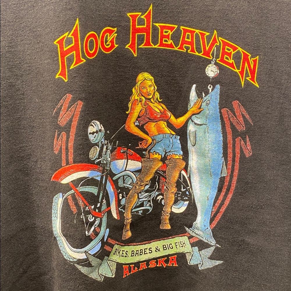XL HOG HEAVEN MOTORCYCLE TIMES SPENARD ALASKA BIKER BABE TEE